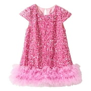 QWIED Girls' Dresses Sparkly Sequin Birthday Party Prom Outfit Toddler Sneaker Gown Tutu Dress Size 12-18Month